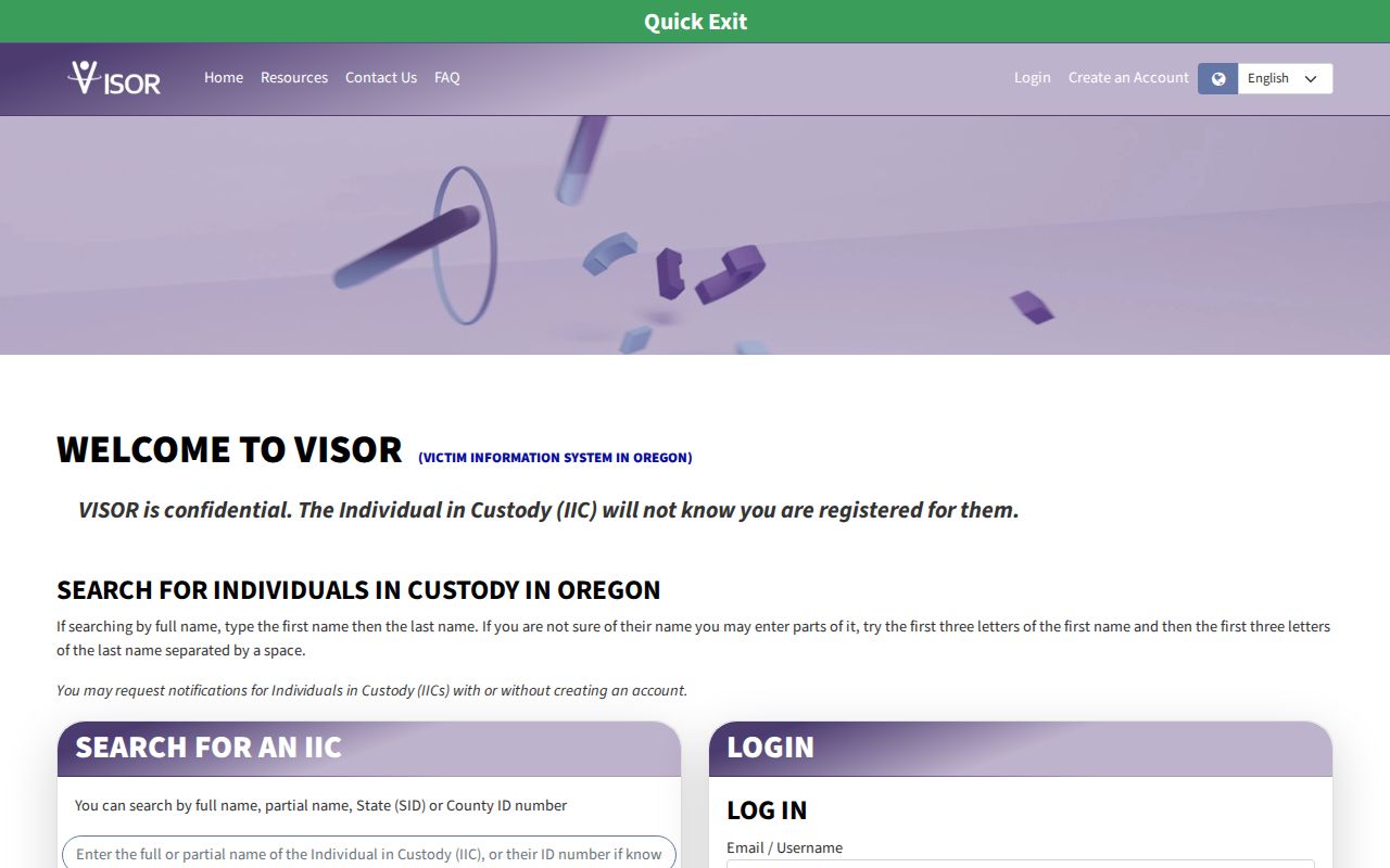 Lane County arrest lookup through Oregon VISOR custody alerts
