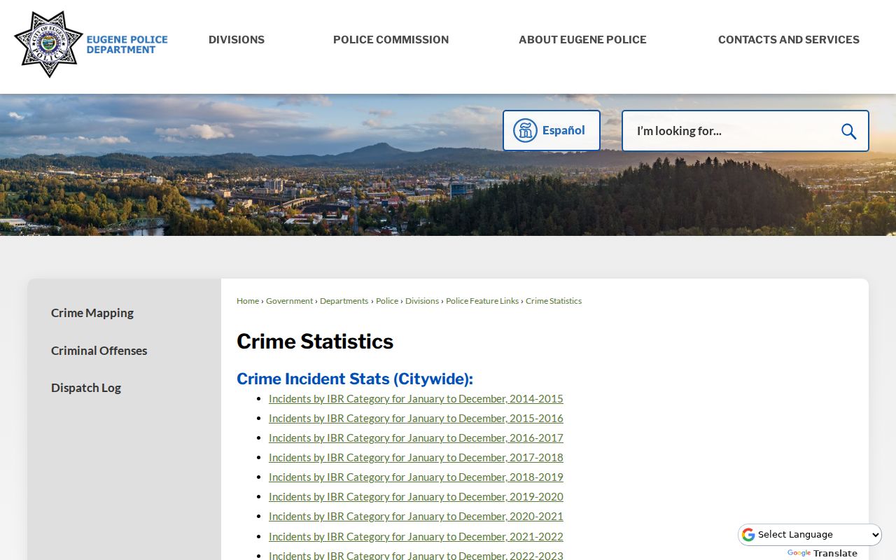 Lane County Eugene criminal records police records page