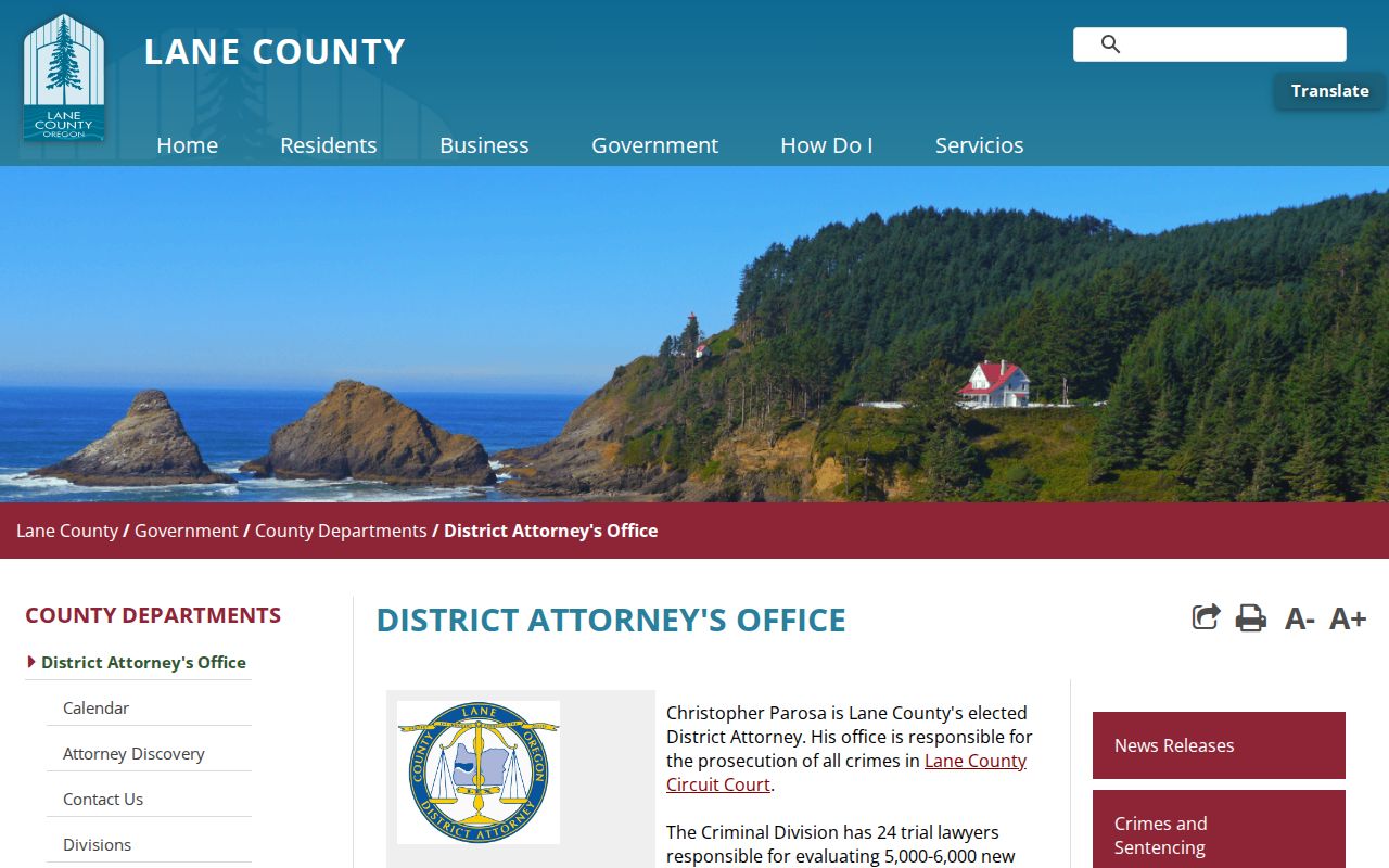 Lane County criminal history District Attorney charge pipeline