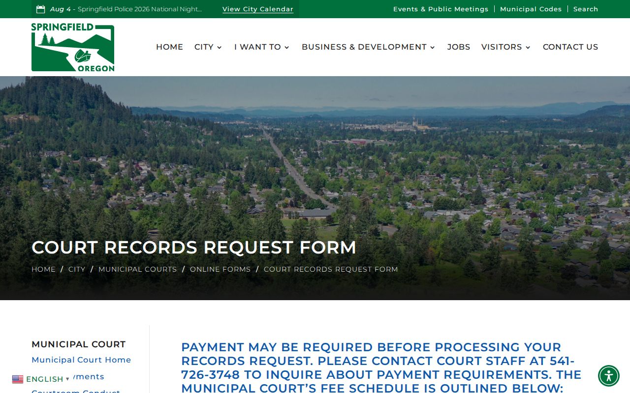 Lane County Springfield criminal court records request form