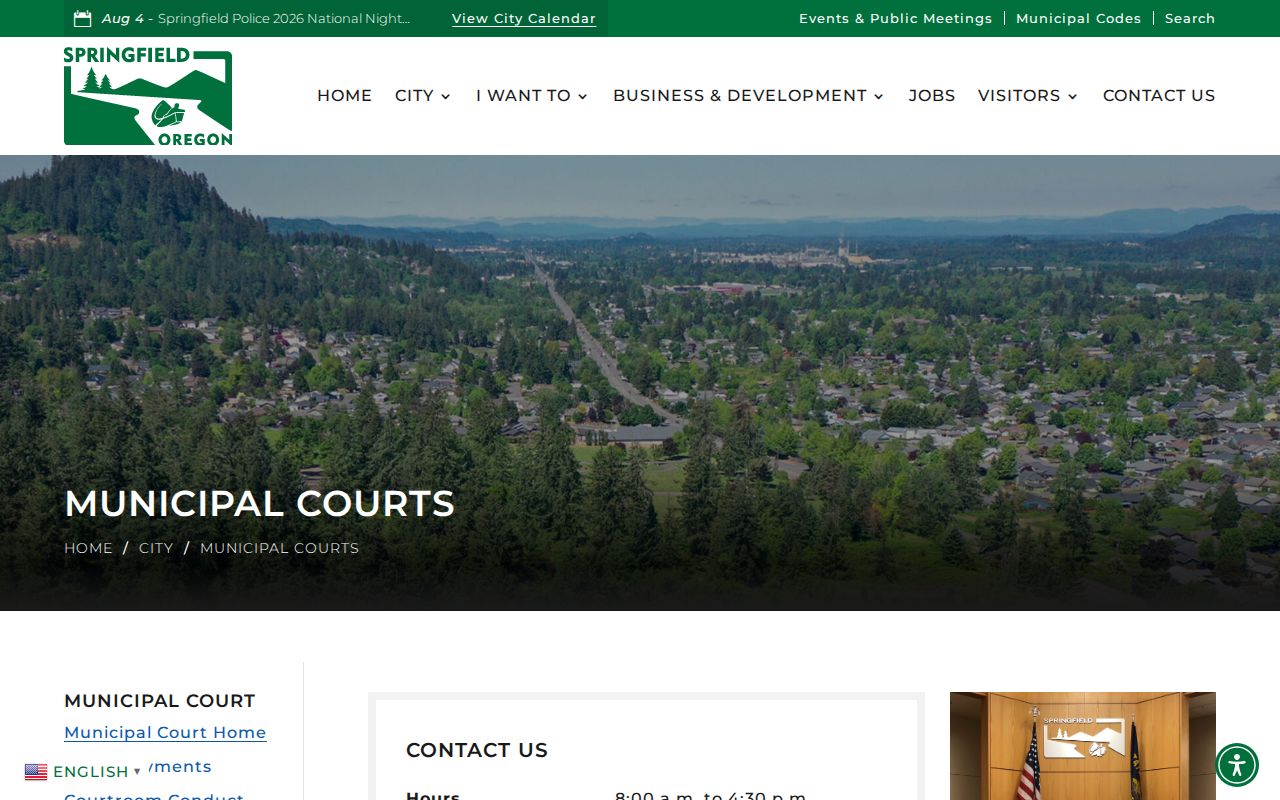 Lane County Springfield criminal records municipal court page